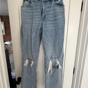 Abercrombie & Fitch Curve Love Light Blue Distressed 90s Women's Jeans